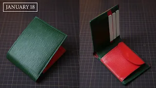 [Leather Handmade EP30] Making a Bi-fold Wallet With Coin Slot - PDF Pattern For DIY - 4K/ASMR