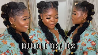 HOW TO: Bubble braids/poodlepuffs on short natural hair| SIMPLE SUMMER HAIRSTYLE😍