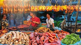 amazing BBQ World Street food Abundance Cambodia Roast duck with pork and salted roast