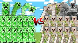 CREEPER ARMY vs IRON GOLEM ARMY in Mob Battle