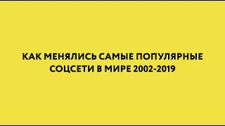 КАК МЕНЯЛИСЬ САМЫЕ ПОПУЛЯРНЫЕ СОЦСЕТИ В МИРЕ 2002-2019