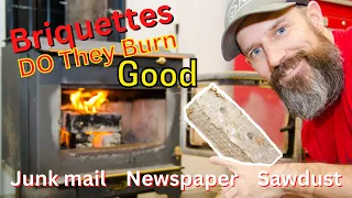 Burning my newspaper and sawdust briquettes FREE HEAT do they burn good