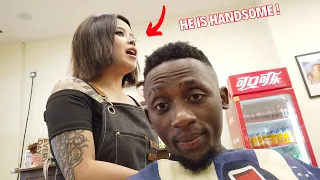 Is this Hot Chinese Lady Barber Flirting with me? She Gave me a New Haircut Experience 😱 🇨🇳