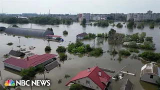 Watch: Drone footage shows submerged city after Ukraine dam explosion