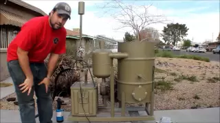 amazing homemade gasifier uses wood pellets to run generator -- renewable alternative energy video