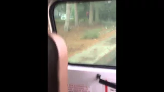 Dumbass jumps out of the back of the bus