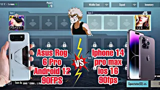 Iphone 14 Pro Max VS Asus Rog Phone 6 Pro PUBG Test 90FPS Gameplay | Romeoplays