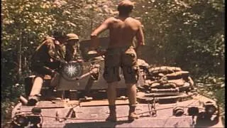 US 9th Infantry Division troops on M113 Armored Personnel Carriers and tanks driv...HD Stock Footage