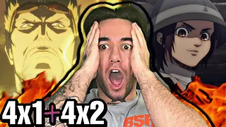 SEASON 4 IS ALREADY INSANE.. ATTACK ON TITAN 4x1 and 4x2 (REACTION)