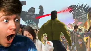 KONG vs MECHAGODZILLA vs HULK in REAL LIFE!