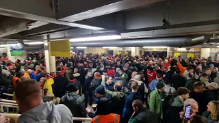 Wrexham fans away, chanting at Coventry.