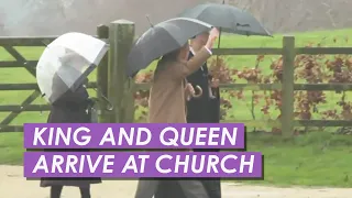 King And Queen Brave The Rain as They Arrive For Church