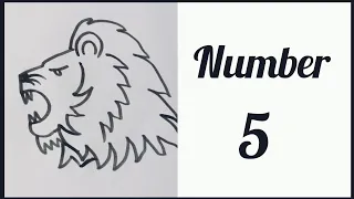 Lion face drawing from number 5||Easy drawing step by step||Lion Face drawing for kids and beginners