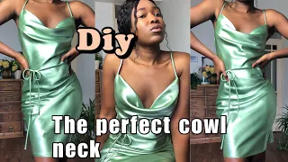Diy cowl neck slip dress| how to draft and sew a perfect cowl neck.