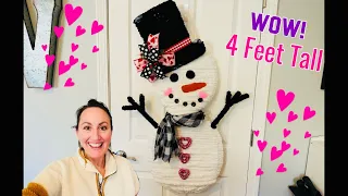 4ft SNOWMAN WREATH | VALENTINE’S DAY SNOWMAN TUTORIAL ☃️❤️