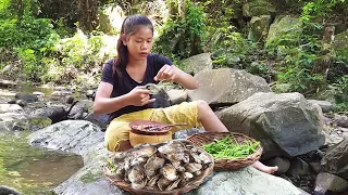 Yummy Oyster Eating with fresh wild vegetable and spicy chili sauce + 4 More Cooking Videos