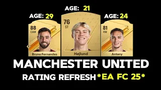 MANCHESTER UNITED FIFA 25 RATING PREDICTION! (EA FC 25)😯 |FT.Antony, Højlund, Bruno Fernandes......