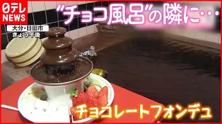 【きょうの1日】バレンタイン  全身でチョコ堪能…“チョコ風呂” × “チョコフォンデュ”