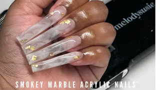 XXL Smokey Marble Acrylic Nails | Encapsulation + Beginner Friendly