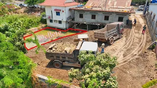 Update Incredible!Bulldozer Push the ground to clear the pond & Dump truck Mini Pour Soil