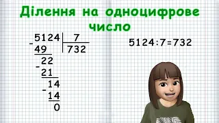 ПИСЬМОВЕ ДІЛЕННЯ НА ОДНОЦИФРОВЕ ЧИСЛО (Безніщенко Марина)