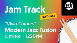 Modern Jazz Fusion Jam Track in C minor (for drums) "Vivid Colours" - BJT #101