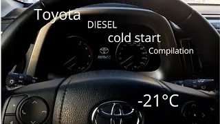 Toyota extreme DIESEL cold start compilation (-21*C & more) #2