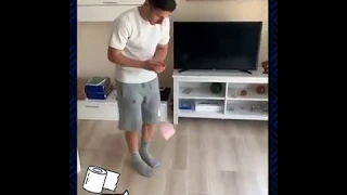 Enis Bardhi juggling toilet paper challenge