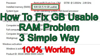 How to fix GB usable ram problem 2023 || 3 simple Way