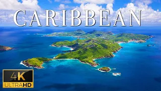 FLYING OVER CARIBBEAN SEA (4K UHD) - Soothing Music With Wonderful Natural Landscapes To Chillout