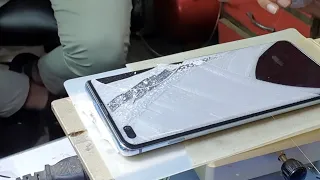 Samsung S10 Plus Broken Glass Replacement | How To Change Without Freezer  Edge Glass Restoration