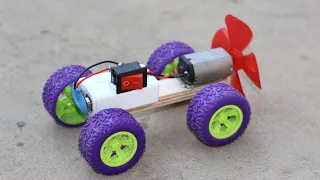 How to make a Propeller TOY car at Home - DIY dc motor air car - simple ideas