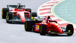 Ferrari F1 2022 F1-75 vs Ferrari F1 1995 Jean Alesi at Barcelona GP