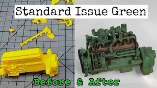 Assembly, Adding Details, and Weathering The Engine on the AMT Construction Bulldozer