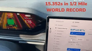 Tesla Model S Plaid Breaks 1/2 Mile Record at 15.4 Seconds for Showroom Production Sedans Minimum