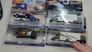 Hot Wheels Team Transport 2023 #50 Mustang RTR #52 Nissan Silvia S13 #51 '80 Dodge Macho Power Wagon