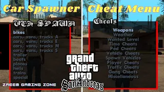 Car Spawner + Cheat Menu for GTA San Andreas | 100% Working with Proof || Zaeem Gaming Zone ||
