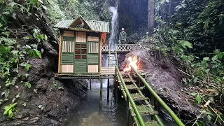 FULL VIDEO: 137 Days Building Bamboo House On the Waterfall, Ciff, Big tree, Bushcraft Building Life