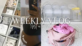 VLOG: NEST WITH ME | ORGANIZE AND PREPPING FOR BABY | WHATS IN MY HOSPITAL BAG? | 36 WEEKS PREGNANT