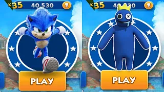 Sonic Dash vs Rainbow Friends Run - Movie Sonic vs All Bosses Zazz Eggman All Characters Unlocked