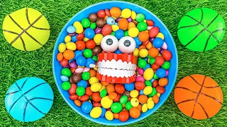 Satisfying Video l Make Full of Color Candy with Rainbow M&M's ASMR & Magic Jaw Basketballs Cutting