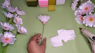 DIY|How To Make White Gerbera Satin Ribbon | Craft Tutorial