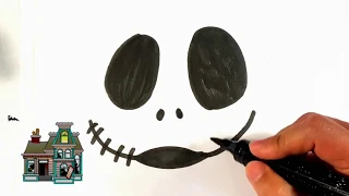 How to Draw a Jack Skellington Face - Nightmare Before X-mas