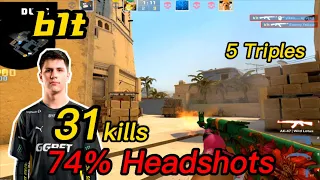 b1t Faceit Mirage POV - 31KILLS - 😮74%HS - 5 Triples - w/m0NESY - CSGO b1t POV!