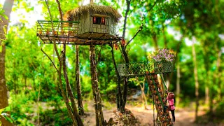 Survival In Rainforest, Build The Most Beautiful Luxury Bamboo Tree House, Girl Living Off The Grid.