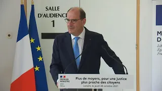 Intervention de Jean Castex depuis le tribunal judiciaire de Lorient