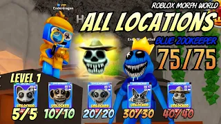 ALL LOCATIONS TO FIND ZOONOMALY HUNT in Morph World & How to get BLUE ZOOKEEPER with Detective Blue