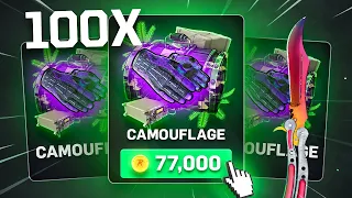 $150,000 100x CAMOUFLAGE CASE BATTLE! (CSGORoll)