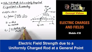 Class 12 Physics | #30 Electric Field Strength due to a Uniformly Charged Rod at a General Point