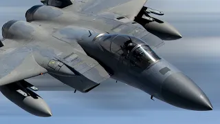 US Fighter Jets Take Off, F-15C Eagle and F-15E Strike Eagle